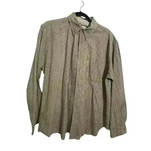 Columbia Men's Button Down Shirt Size Medium Long Sleeve tan plaid - Picture 1 of 2
